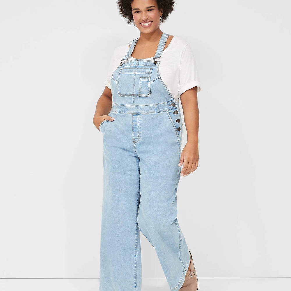 Farmer-TOMBOY-ROMPER-JUMPSUIT Lane Bryant Light Blue Women's Denim Overalls 4x